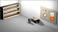 1 beau fond d'ecran 3D pour organiser vos icones sur le bureau de votre ordinateur